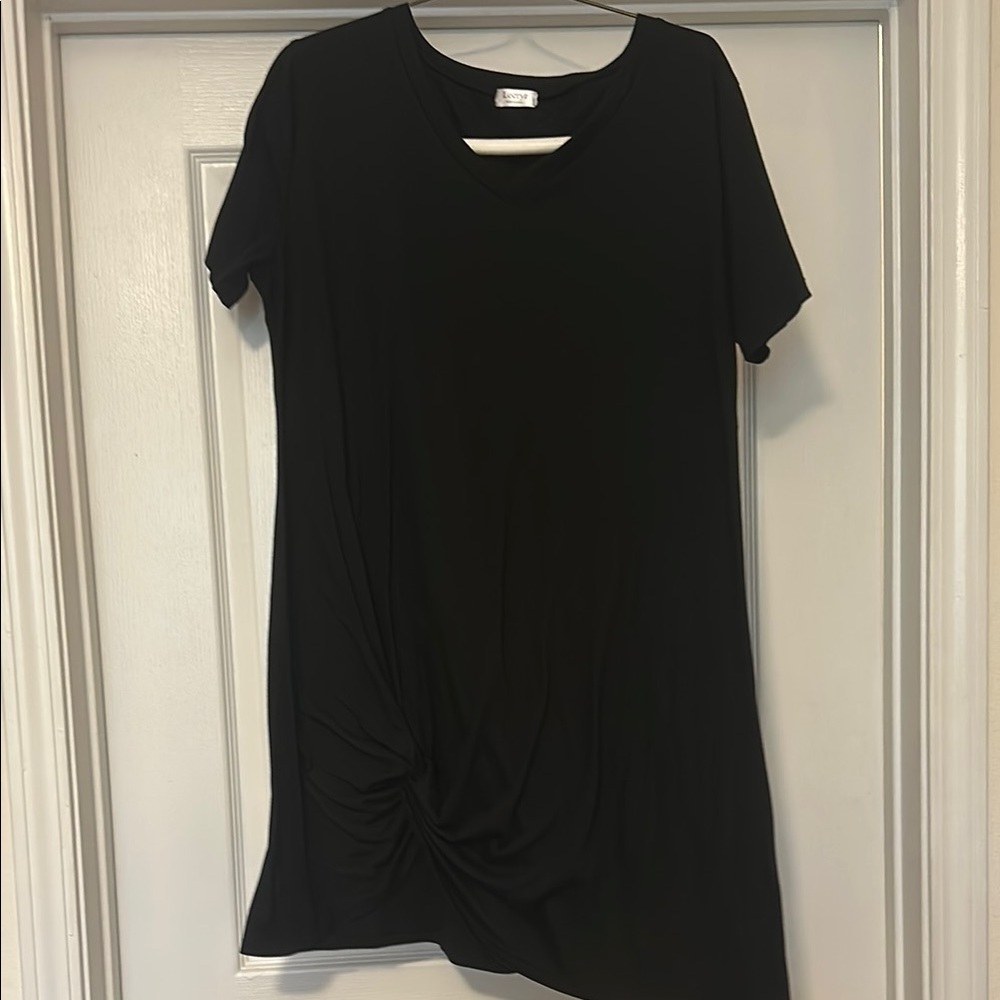 Black Knot Detail Dress -Cotton